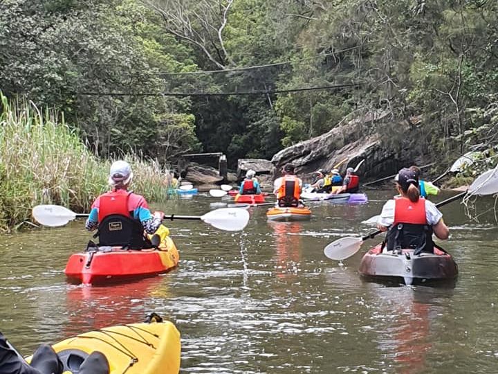 Group in kayaks out together for a paddle