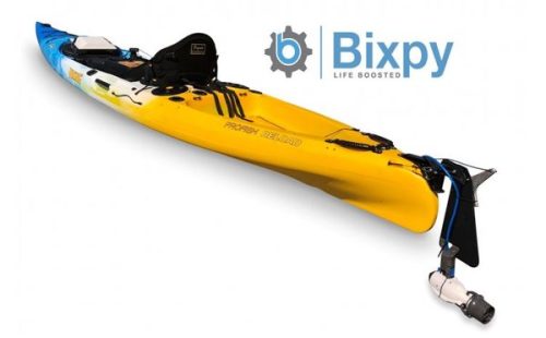 Viking Reload kayak with Bixpy electric jet motor attached to rudder