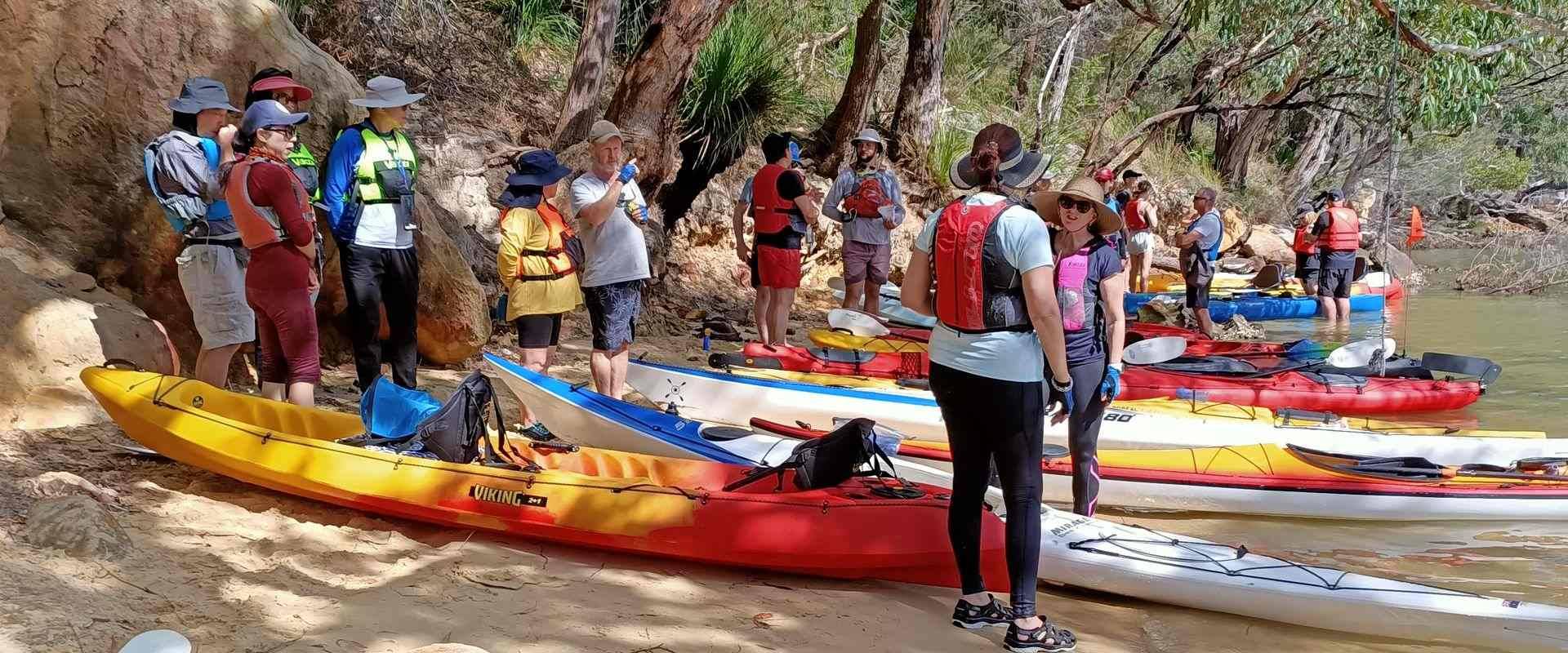 Kayaking as a group across the Central Coast, Lake Macquarie and Hawkesbury River